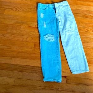 Denim and white ripped jeans